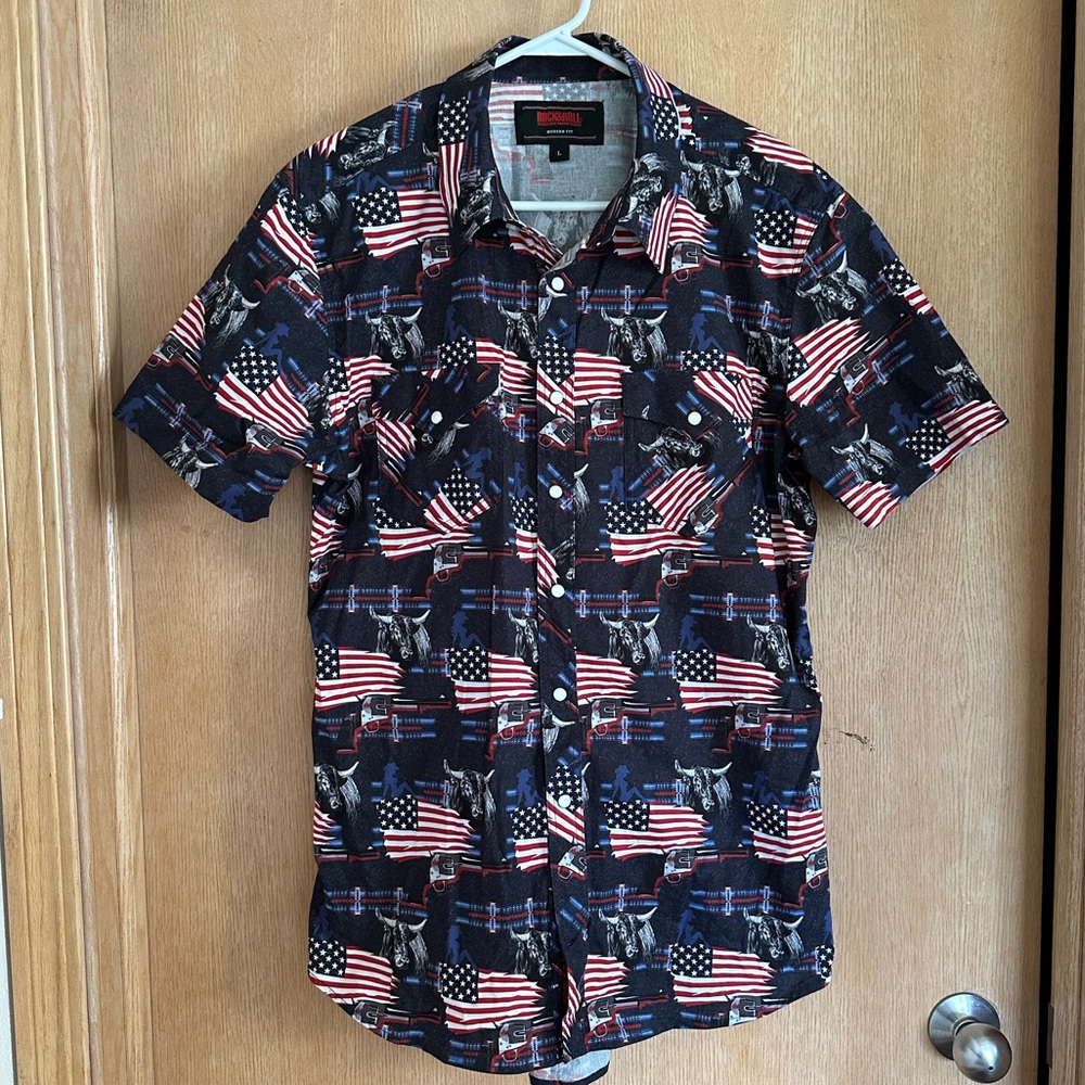 Western Patriotic Flag Men's short sleeve Shirt